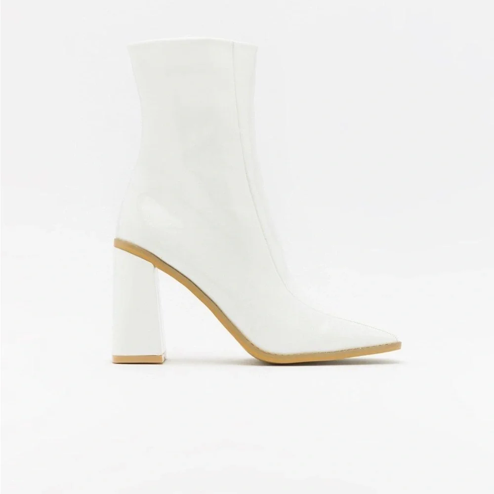 Nasty Gal Square Toe Patent Leather Ankle Boots
